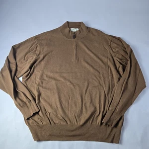 Orvis Sweater Men's XL Brown 1/4 Zip Cotton Silk Cashmere Soft Preppy Golf - Picture 1 of 9