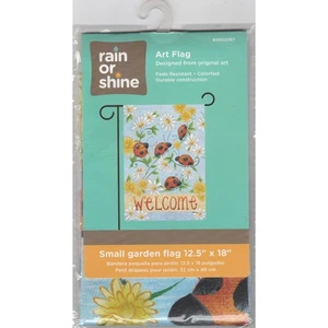 Rain or Shine "Welcome" Lady Bugs Daisies Garden Porch Flag 1.04-ft W x 1.5-ft - Picture 1 of 3