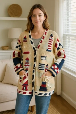 LIBRO DE CUENTOS TEJIDOS TALLA L SUÉTER EMBELLECIDO JTWO NY - BOTÓN FARO NÁUTICO Foto 1 de 4