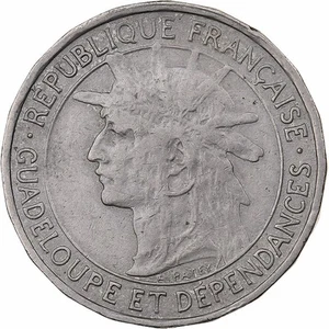 [#225548] Guadeloupe, Franc, 1921, Copper-nickel, EF, KM:46 - Picture 1 of 2