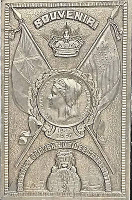 Framed British Queen Victoria Golden Jubilee Celebration Plaque Boston 1887 • 243.35$