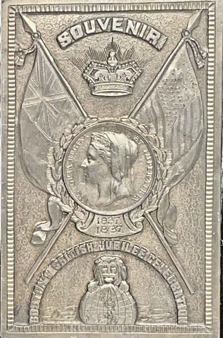 FRAMED BRITISH QUEEN VICTORIA GOLDEN JUBILEE CELEBRATION PLAQUE BOSTON 1887 Cover