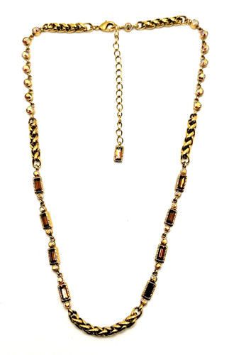 VETEMENTS Collana con strass ambra catena bizantina e dichiarazione baguette 18" 21"