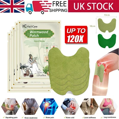 12-120PCS Knee Pain Relief Patches Wellnee Wormwood Neck Waist Joint Ache Pad UK