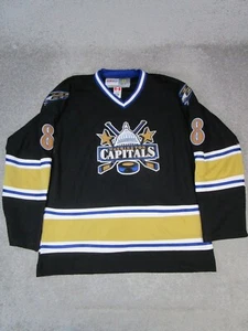 Washington Capitals Hockey Jersey Mens 50 Black Blue Nhl 8 Ovechkin Throwback - Picture 1 of 11