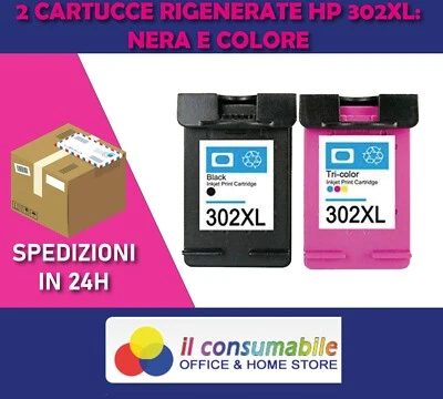 CARTUCCE NERO+COLORE 302XL PER HP OFFICEJET 3830 3831 3832 3833 3834 3835 4650 - Immagine 1 di 3