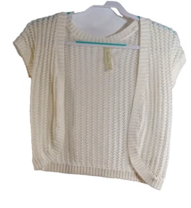 Cherokee Ivory cropped cardigan open front sleeves size XLarge - Picture 1 of 3