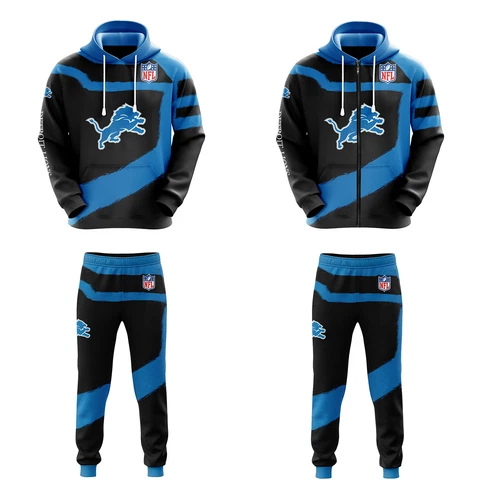 Detroit Lions 2 Piece Tracksuit Hoodies Sweatshirts Sweatpants Sports Pants Cover
