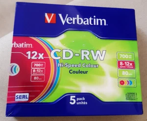 Verbatim 5er-Pack CD-RW Hi Speed Farbe 80 Min/700mb 8-12x Speed Compact Disc Neu - Bild 1 von 2