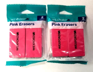 Wexford Pink Erasers - 4 Total Erasers (2x - 2 Count Packs) - Picture 1 of 2
