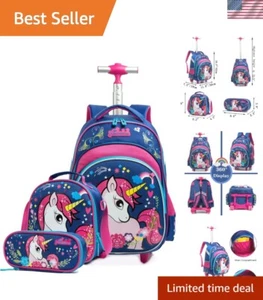 Mädchen Einhorn Rollrucksäcke Kinder Rucksack mit Rollen für Mädchen Schule Ba... - Bild 1 von 7