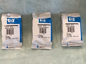 Juego de 3 cartuchos de tinta tricolor HP 22 C9352A sellados de fábrica sin caja - Imagen 1 de 5