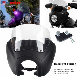 9" Headlight Fairing Windshield for Harley Davidson Dyna Super Glide 2006-2017 - Foto 1 di 12