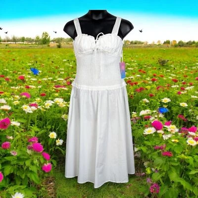 Vestido AZURA Boho Cottage Campesino Coqueta Leche Criada Calado Midi MEDIANO NUEVO CON ETIQUETAS Foto 1 de 4