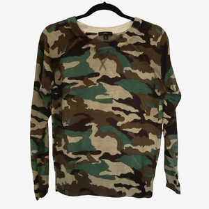 J Crew Womens Lightweight 100% Merino Wool Sweater Green Camouflage Size Small - Picture 1 of 8