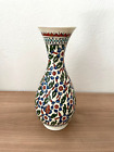 White Vase with colors in painted porcelain - Handmade vintage antique