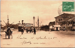 Postal Vietnam Cochinchina Saigón Ciudad Ho Chi Minh Les Quais C253 - Imagen 1 de 2