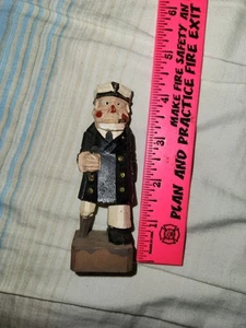 Vintage Folk Art Hand Carved Painted Wooden 4" Sailor Captain Peg Leg w/Pipe - Picture 1 of 18