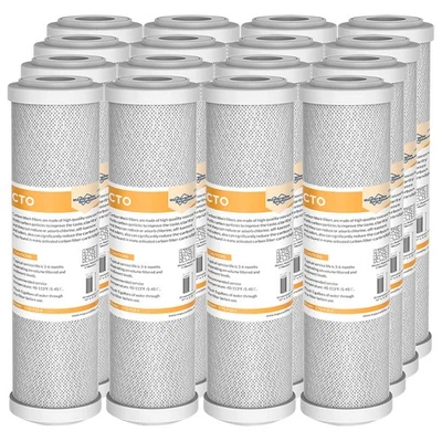  16 Pack 10" x 2.5" 5 Micron CTO Carbon Block Water Filter Whole House Cartridge - Image 1 of 4