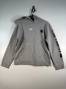 Carhartt Kids Boys Pullover Fleece Sweatshirt Hoodie Workwear Gray Sz XL 18-20 - Picture 1 of 15