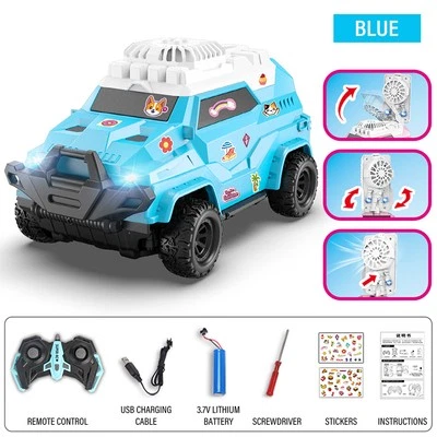 1:24 Fan Car 2.4GHz 4CH RC Car 10KM/H 30M Fan Car 2in1 Kid Toys with DIY Sticker - Image 1 of 4