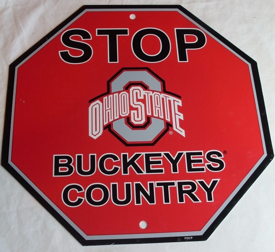 Señal de parada del equipo NCAA Ohio State Buckeyes 12"x12" plástico de estireno de Fremont Die Foto 1 de 1