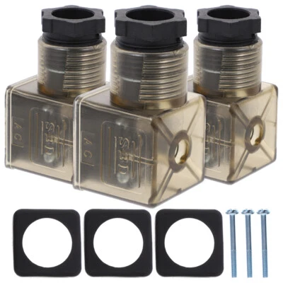 3PCS Solenoid Valves Connector Practical 3 Prong Connector Plug with Indicator - Image 1 of 4