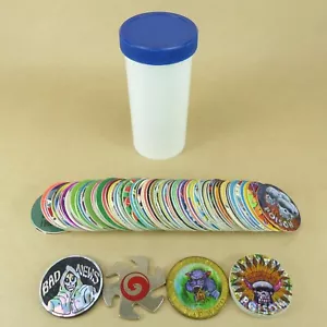 75 Pogs + 4 Slammers + Pog Tube 1990s Retro Nostalgia! Pog Game Ready To Play - Picture 1 of 2