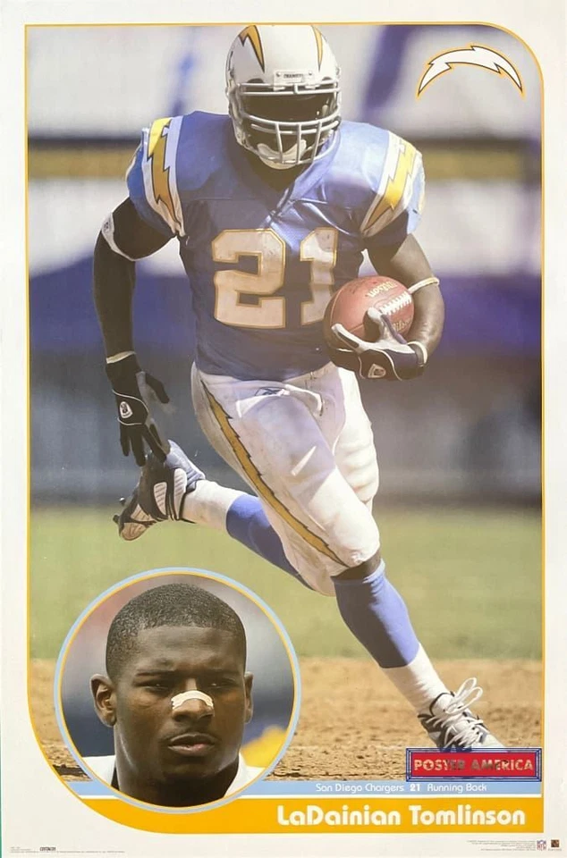 LaDainian Tomlinson 圣地亚哥充电器 2004 年 NFL 官方海报 22.5 x 34 — 第 1/4 张图片