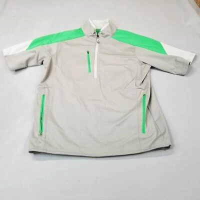 Pullover de golf Antigua talla L 1/4 cremallera chaqueta de lluvia media manga gris verde Foto 1 de 4