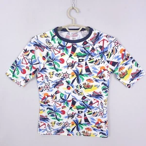Polo Ralph Lauren Shirt Boys' XL (18-20) Jersey Rash Guard yachts Trees Beach - Picture 1 of 10