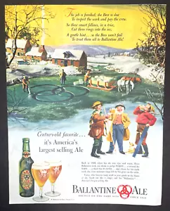 1947 Ballantine Ale Vintage Print Ad LOOK Magazin 3 Ringe XXX Santa's Elves - Bild 1 von 2