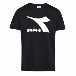 NEW Italian Brand Diadora Men's SS BIG LOGO TEE Size:Med Black/White LAST1 - Picture 1 of 3