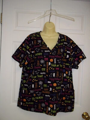 Happy Halloween Scrubs Top 2X - Image 1 of 4
