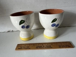 2 Vintage Stangl Pottery Blueberry Pattern Egg Cups - Picture 1 of 6