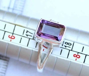 Anillo de piedras preciosas de amatista natural de 16,00 quilates de plata de ley 925 hecho a mano talla 7 - Imagen 1 de 5