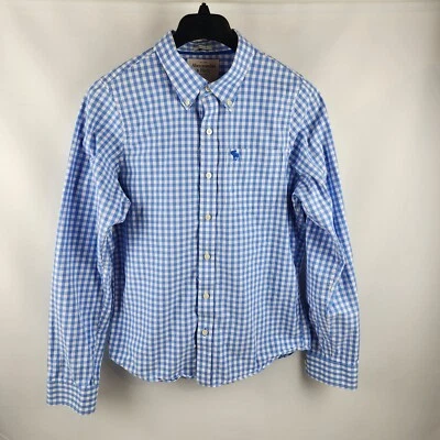 Abercrombie & Fitch Shirt Men XXL Multi Blue & White Checks Muscle L/S Button Up - Image 1 of 4