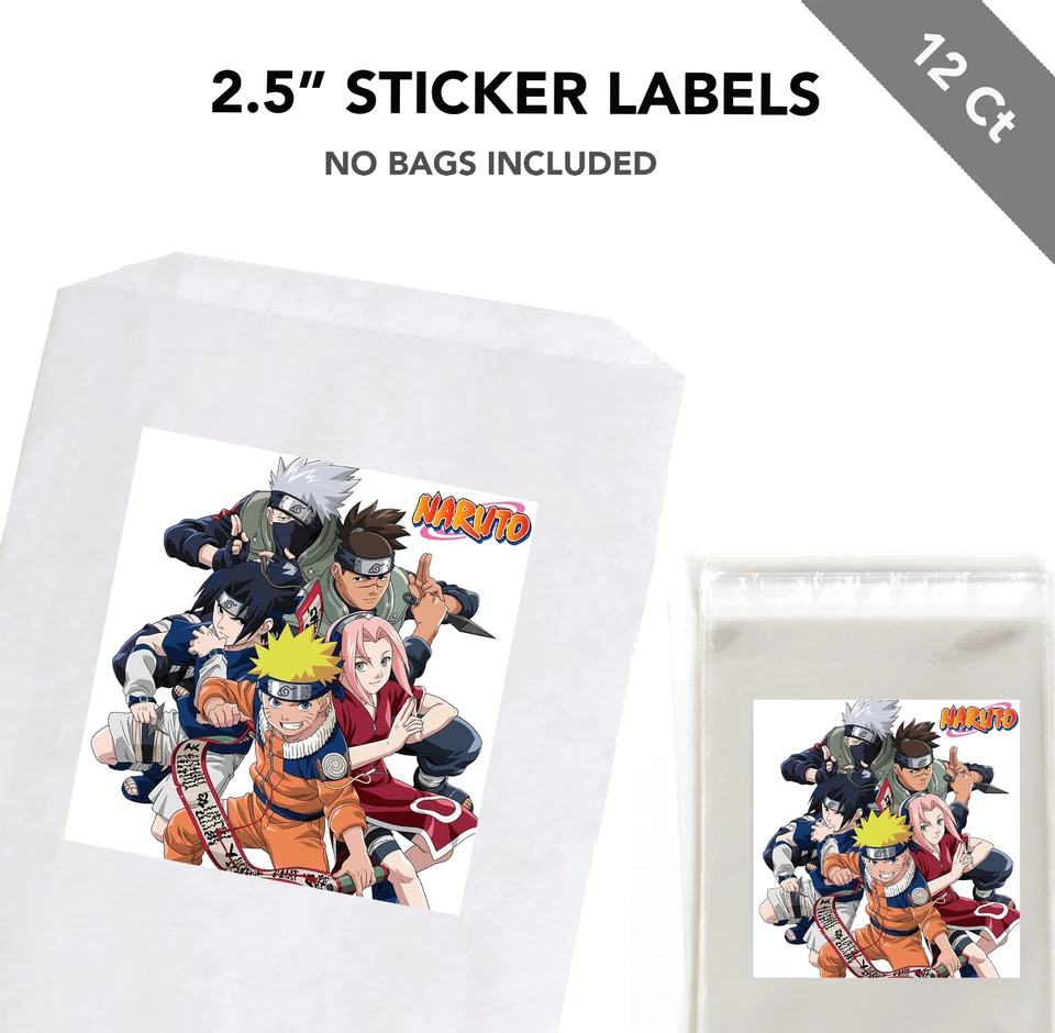 12 ct Naruto 2.5" Sticker Label for Bag Treat Box Birthday Party Favor - Image 1 of 1
