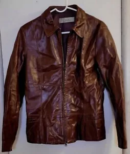 ECHTES LEDER Handarbeit braune Lederjacke; US S; EU 46; Reißverschluss; Kragen - Bild 1 von 12