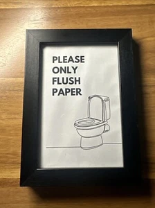 Letrero de regla de baño con marco 5” X 7” DICE “solo papel rasante” - Imagen 1 de 3