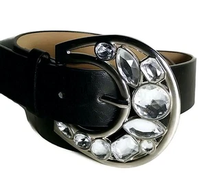 NUEVO CON ETIQUETAS $42 NUEVO ABS ALLEN SCHWARTZ Black Jewel Belt M - Imagen 1 de 5
