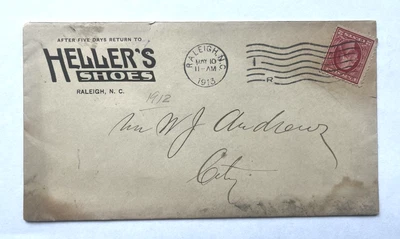 US SC 375 RALEIGH, NC POSTAL HISTORY COVER 1913 - Image 1 of 2