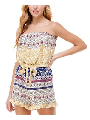 Romper KINGSTON GREY feminino amarelo elástico sem alças XS - Imagem 1 de 4