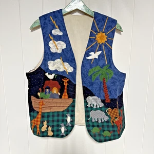 Vintage Handmade Vest Noah and the Ark 90s OS Sunday School BTS Teacher - Picture 1 of 4