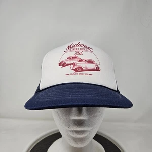 Vintage Midwest Street Rods Hat Cap Snap Back Blue White Mesh Trucker Mens 80s - Picture 1 of 7