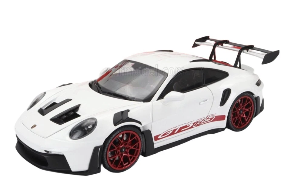 Minichamps 2023 Porsche 911 992 GT3 RS Blanco con Ruedas Pyro Rojo 1:18 (¡Aperturas!) Foto 1 de 1