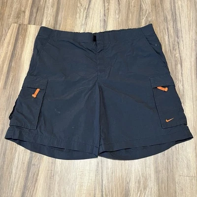 Pantalones Cortos Carga Nike Años 90 De Colección Para Hombre XL Azul Marino Naranja Cuadros Swoosh Foto 1 de 4