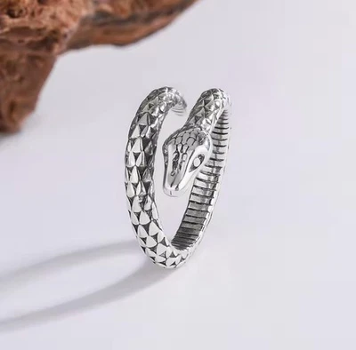Schlangenring Silber 925 Damen Herren verstellbar – Schlange Design 55-70 - Bild 1 von 4