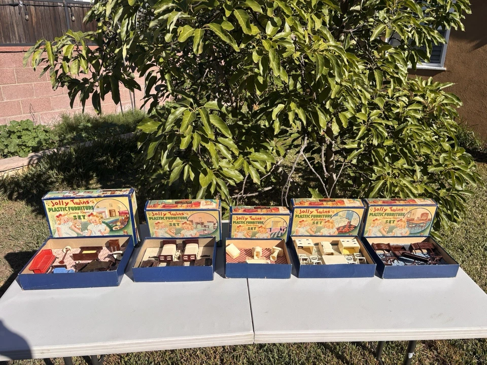 De colección 1946 RENWAL Jolly Twins 5 Juegos Muebles Caja Original Completa!! Foto 1 de 4