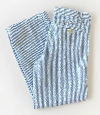 Pantalones de niño Vineyard Vines Seersucker a rayas azules y blancos talla 10 clásicos preppy Foto 1 de 4